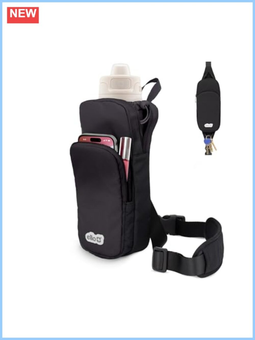 Ello Crossbody Sling Bag Fits 24oz Water Bottle Drawstring Adjustable Strap